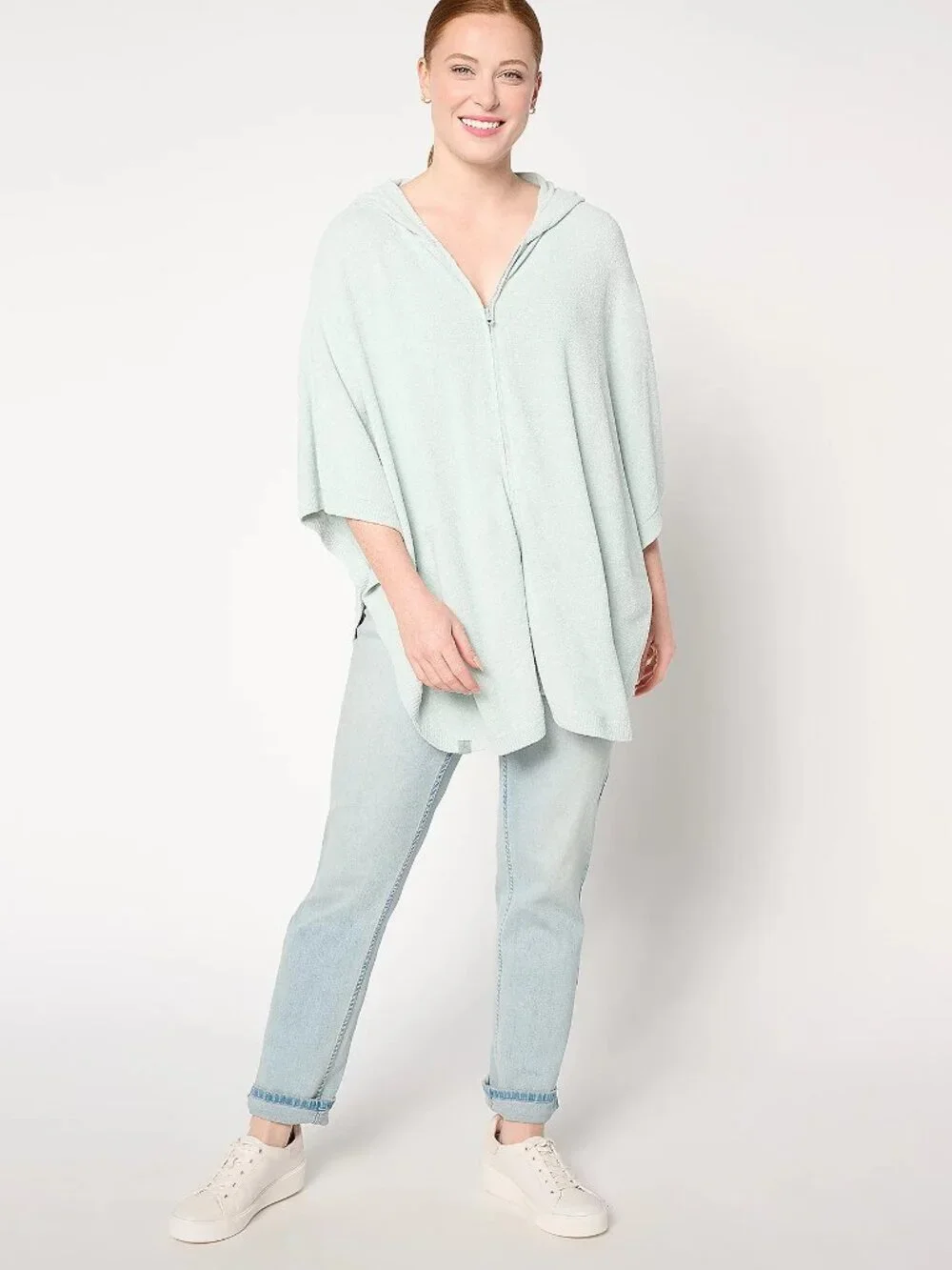 NWT BAREFOOT DREAMS CozyChic Ultra Lite Shirt Tail Poncho Sea Salt OS